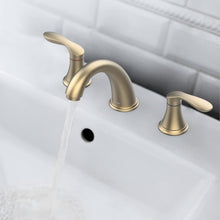 Load image into Gallery viewer, Luxury Brushed Gold Bathroom Sink Faucet with Two Handles &amp; High-Arc Spout