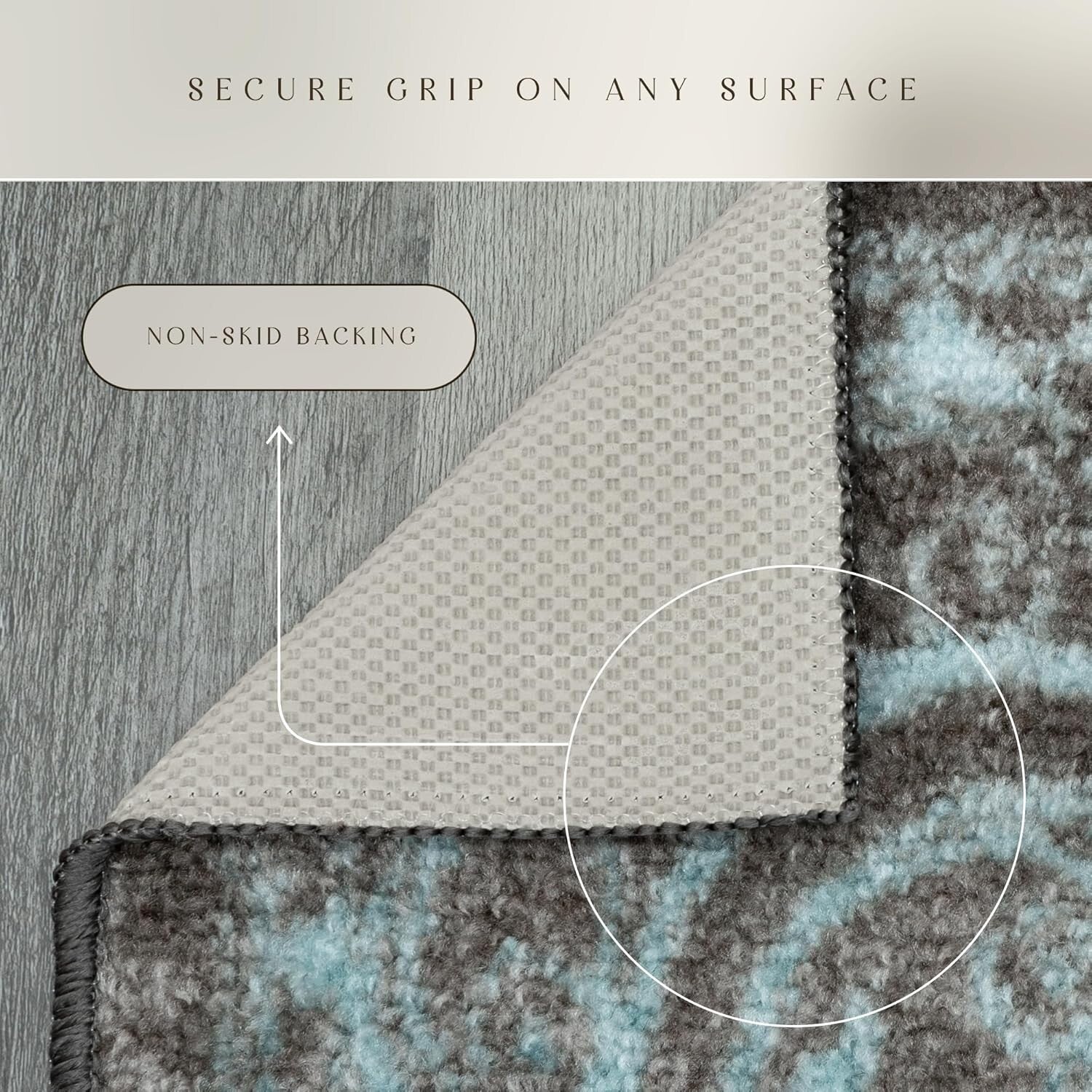 Stain-Resistant Blue/Grey Rug 5'x7' - Non-Slip & Stylish for Indoor Spaces