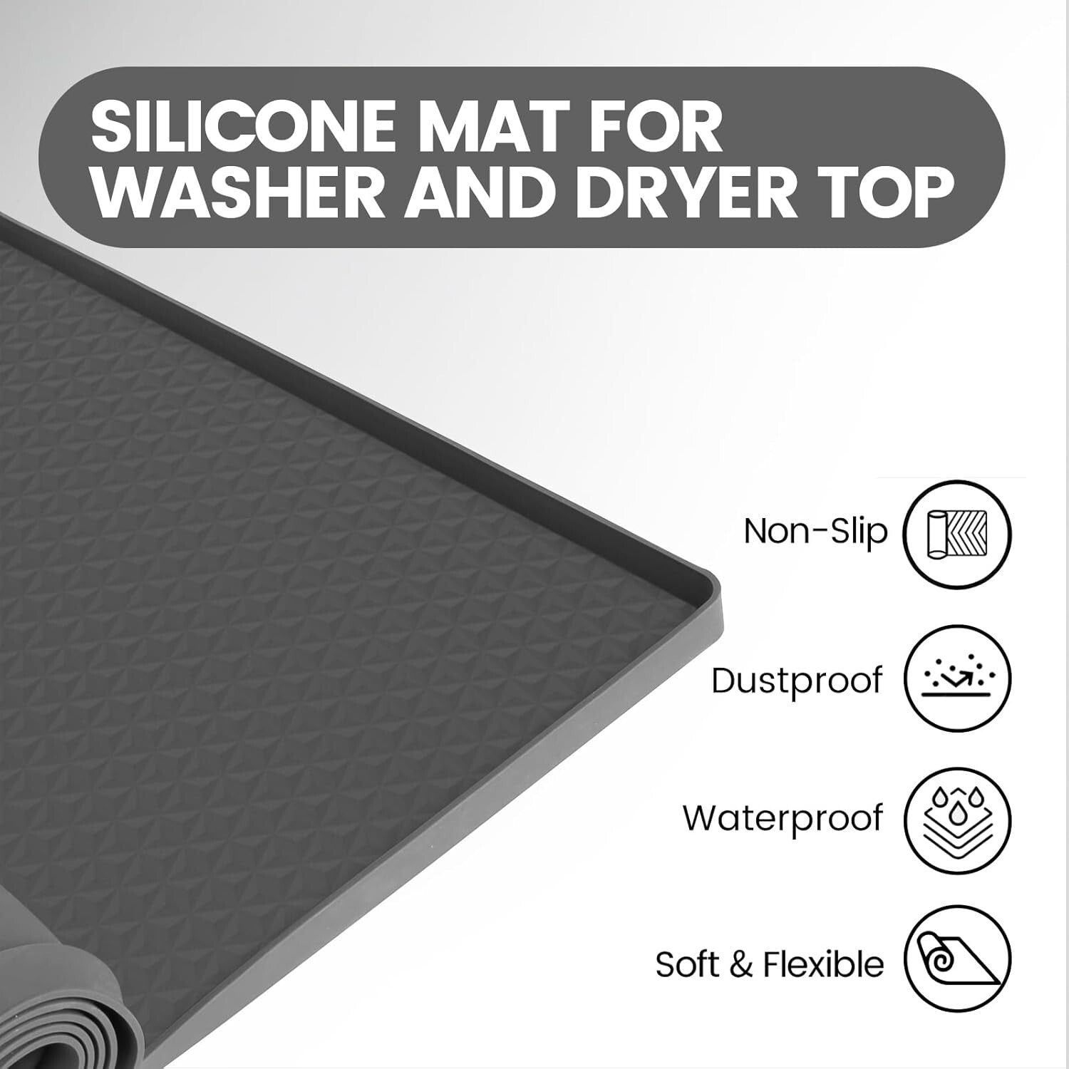 Non-Slip Silicone Washer and Dryer Mat - 51.2” x 25.6”, Dust & Scratch Protector