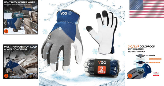 Ergonomic Winter Work Gloves - Thinsulate Insulated Leather, Touchscreen Ready