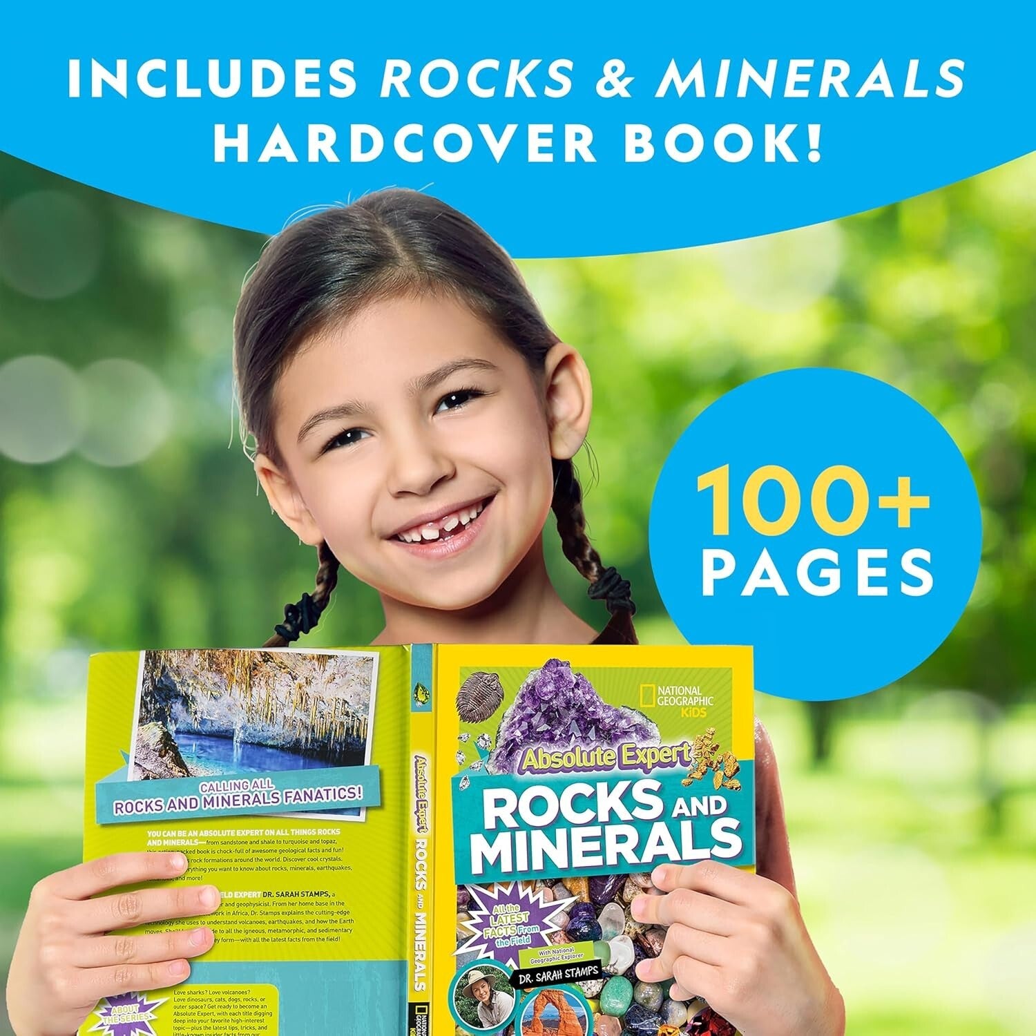 National Geographic 300-Piece Rock Collection with Real Fossils & Book for Kids