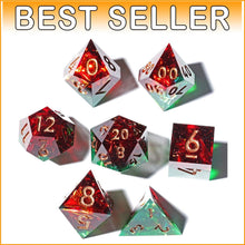 Load image into Gallery viewer, Handmade 7PCS Jungle Fire DND Polyhedral Dice Set - Eco-Friendly Craftsmanship