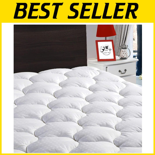300TC King Size Cooling Mattress Pad - Soft, Machine Washable with Deep Pocket