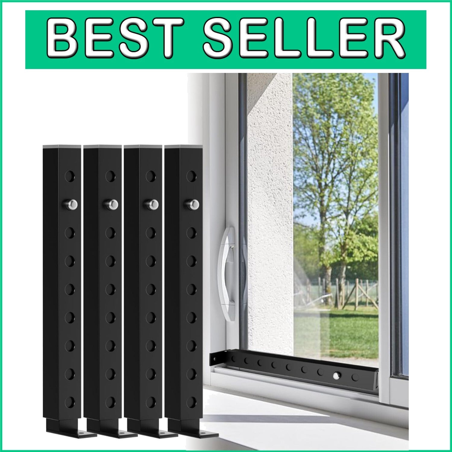 4 Pcs Vertical Window Security Bars - Adjustable Lengths for Enhanced Safety