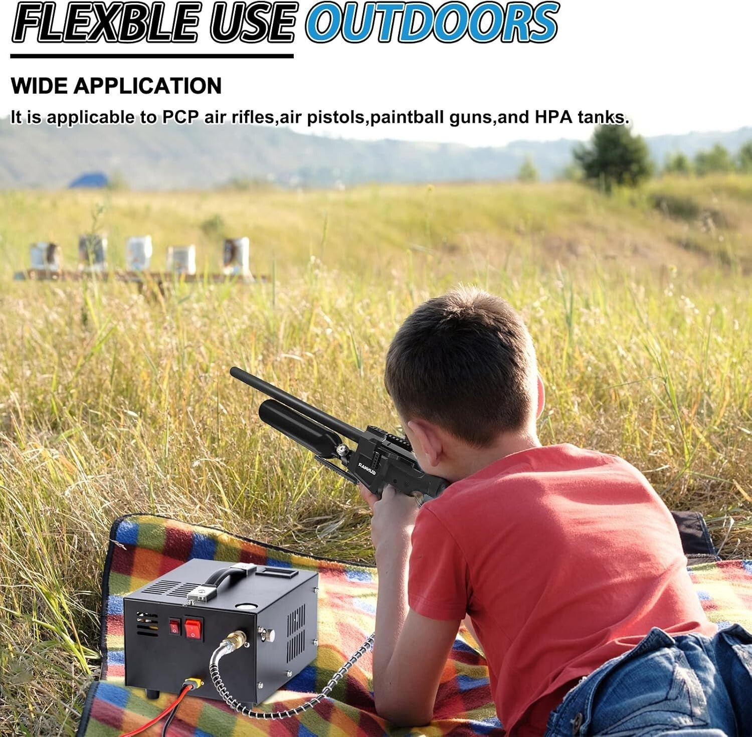 Lightweight 12v/110v High Pressure PCP Air Compressor for Air Guns & Paintball