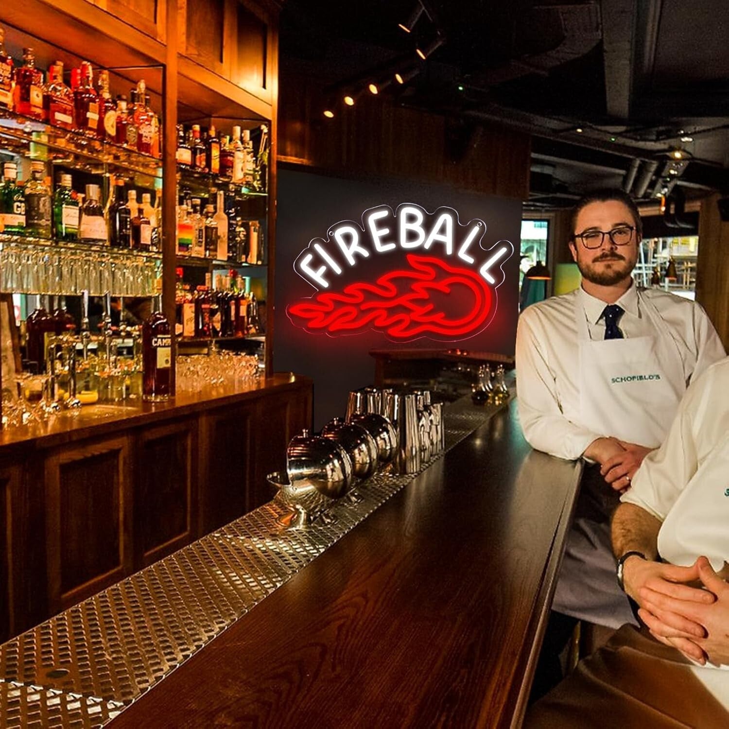 Classic FIREBALL Whiskey Neon Light - Decorative Bar Sign for Home & Office