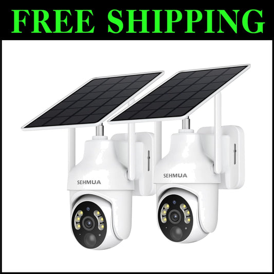 2K Solar Security Cameras Wireless Outdoor – 360° View with Color Night Vision