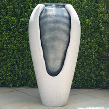 Load image into Gallery viewer, Versatile 29" LED Illuminated Ribbed Jar Fountain for Indoor/Outdoor Relaxation