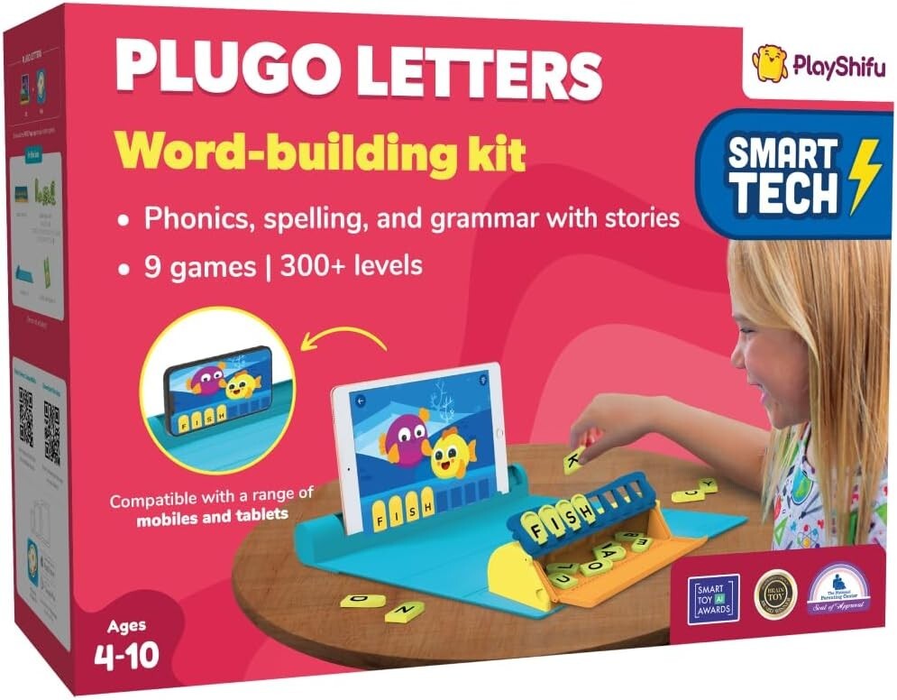 AR Educational Word Game Kit - Plugo Letters with 48 Tiles for Ages 4-10