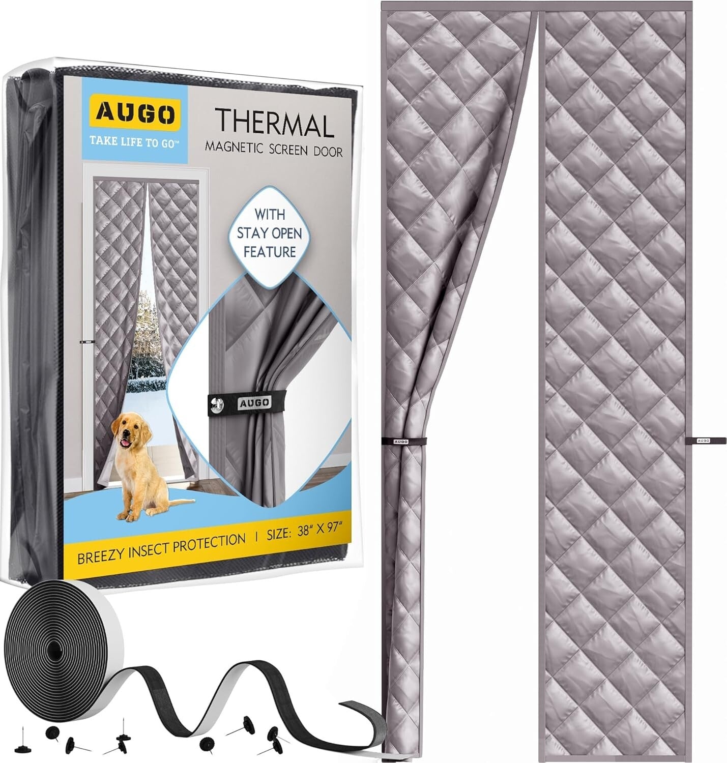 Thermal Oxford Fabric Door Cover - Energy-Saving Magnetic Insulation (38" x 97")