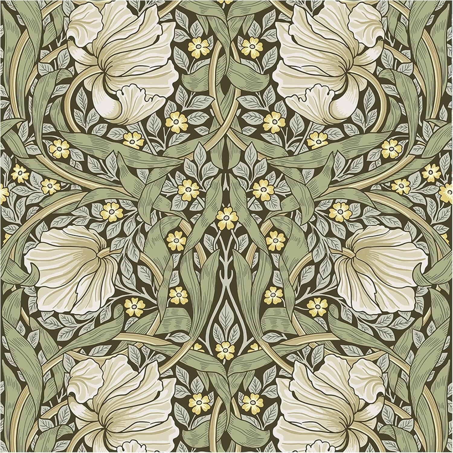 Waterproof Vintage Floral Wallpaper - Easy Install Morris Design 32.8ft Roll