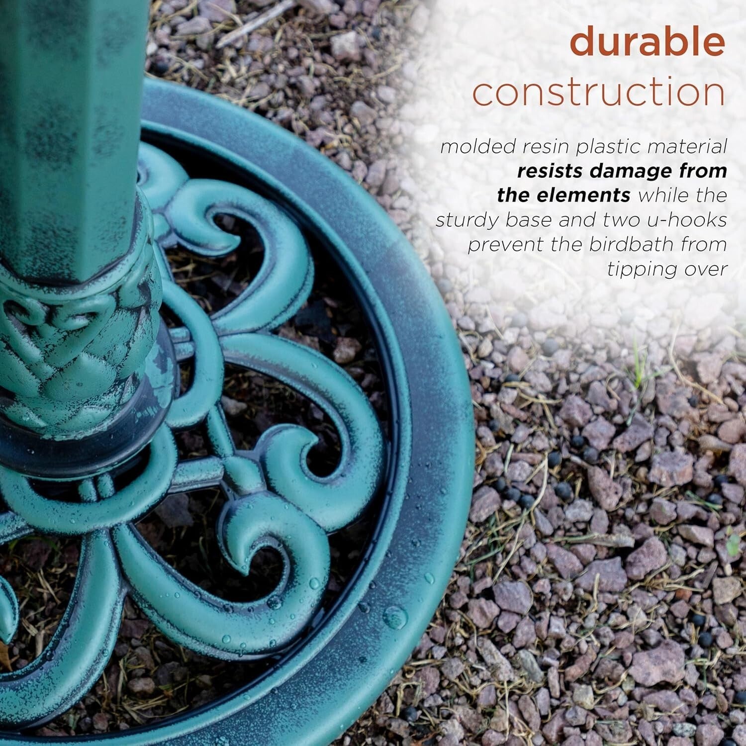 Elegant 3-Tier Pedestal Water Fountain & Birdbath, 35" Green Outdoor Feature