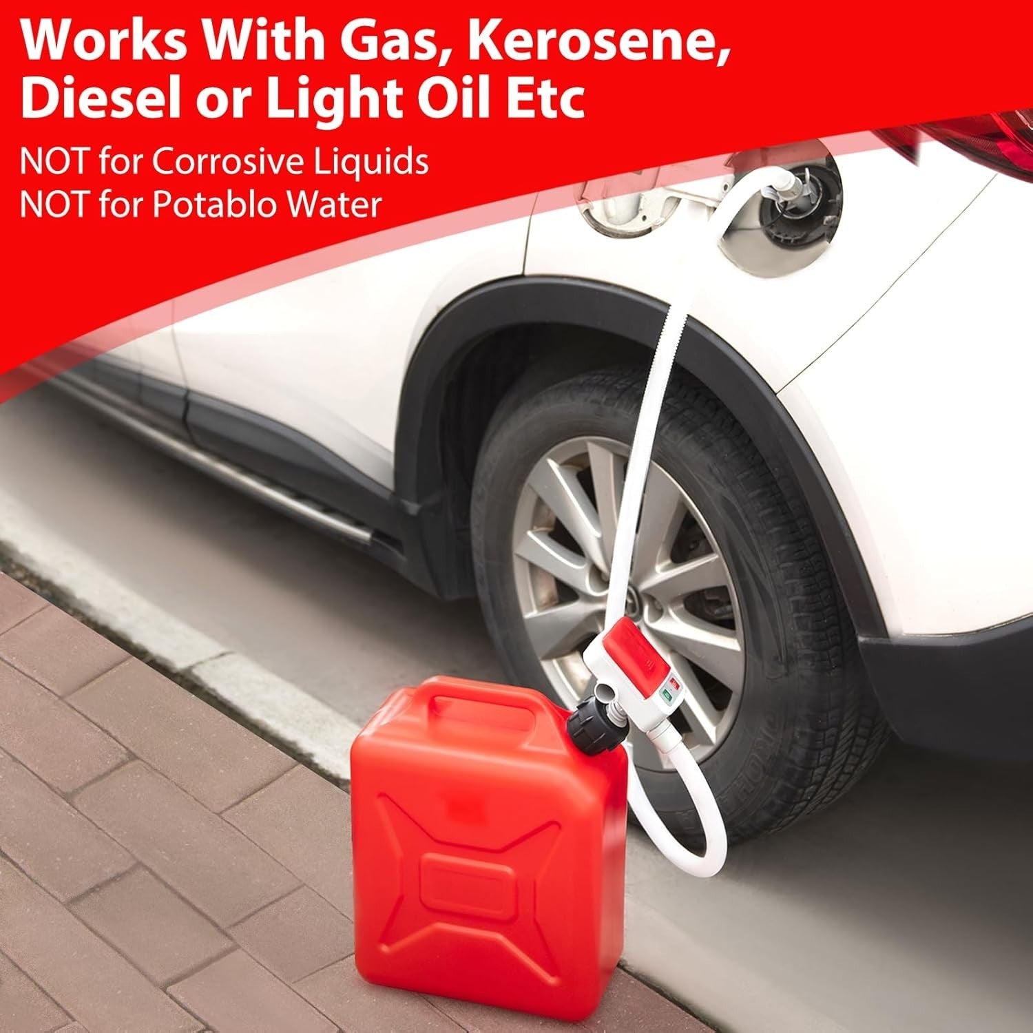 Fast & Safe Portable Gas Can Pump - 3.2 GPM, Battery/USB Powered with 4 Adapters