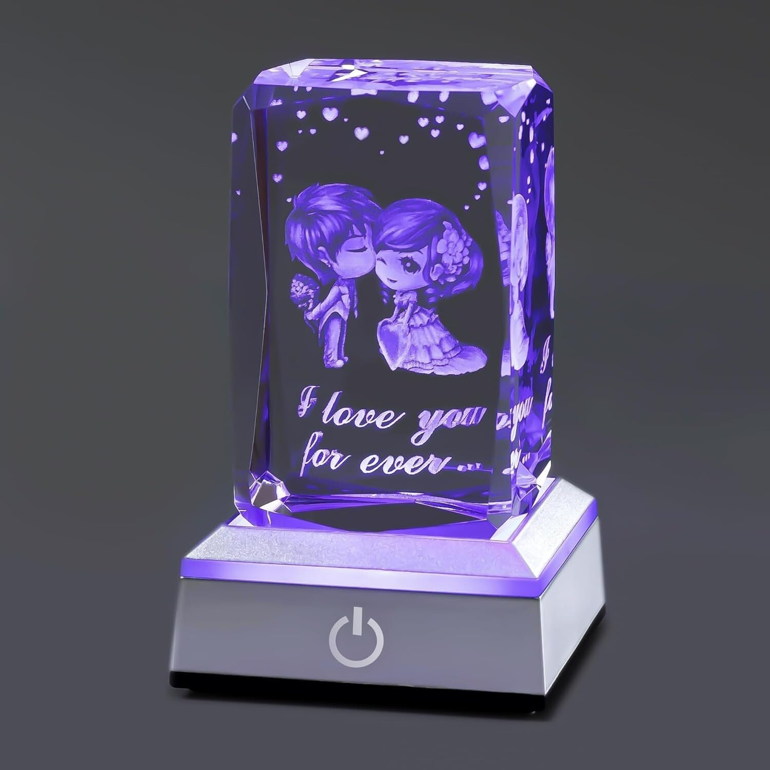 Art Deco 3D Crystal Touch Nightlight - I Love You Gift for Her & Special Events