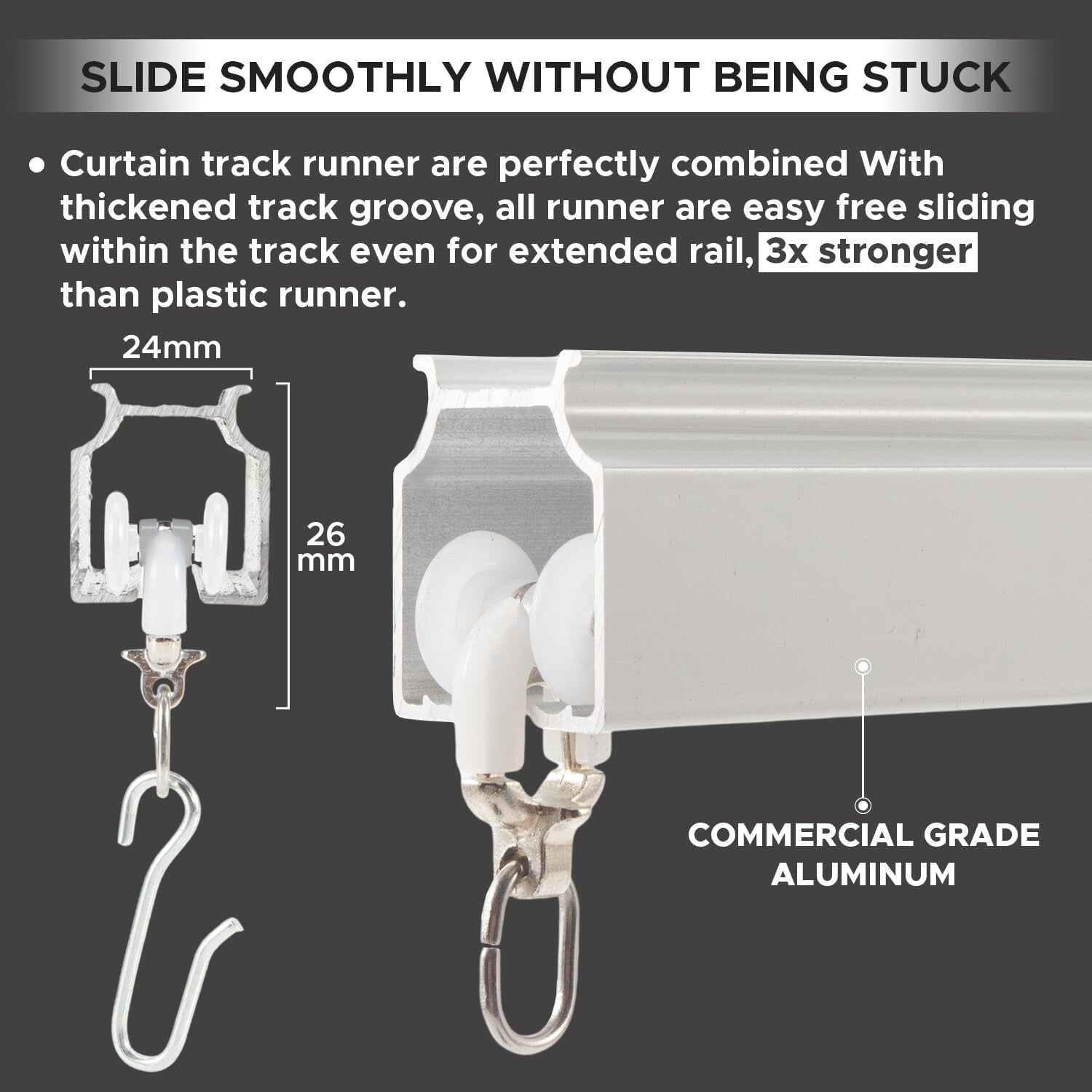 Elegant Ceiling or Wall Mount Curtain Track - Adjustable 3ft-13ft with 34 Hooks