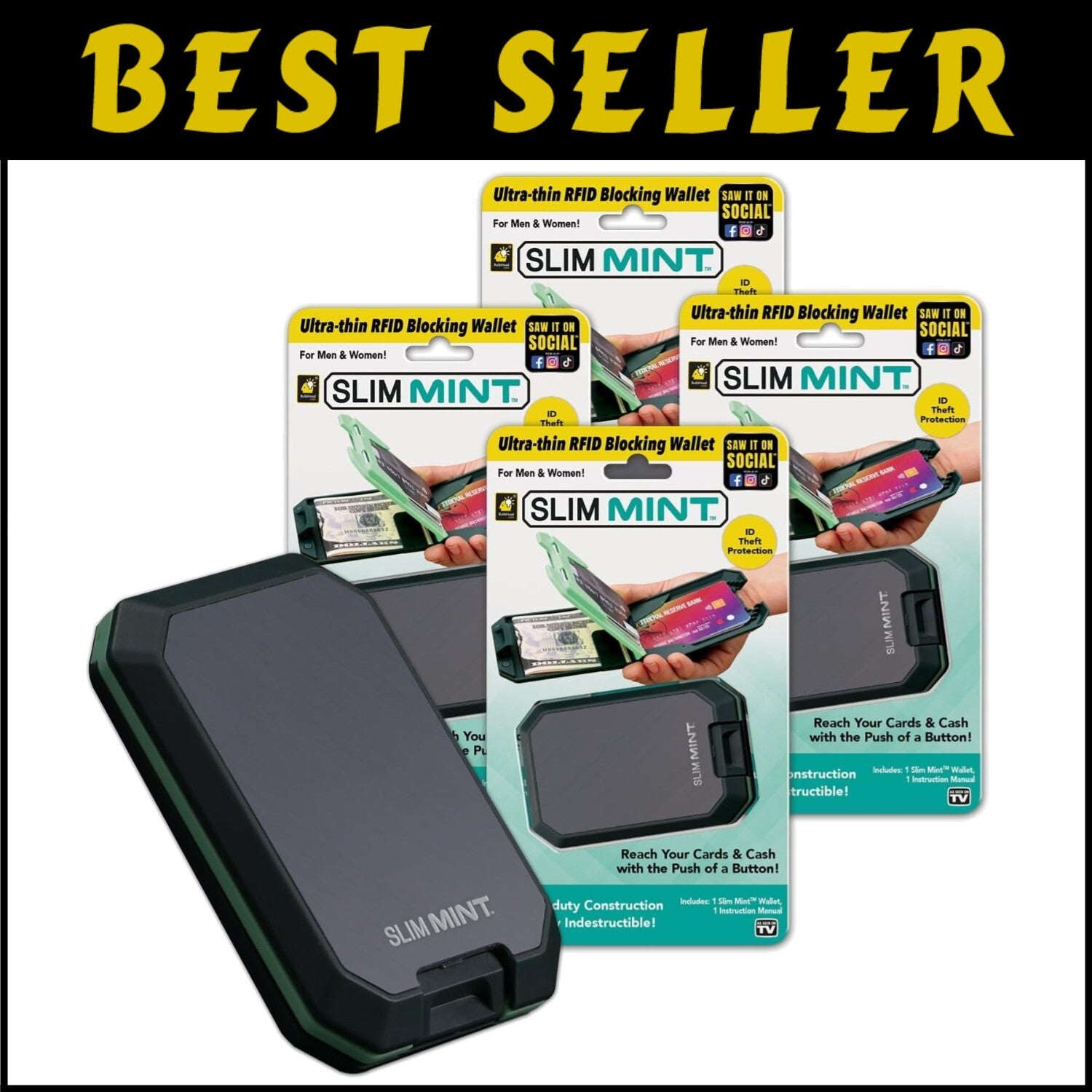 Compact RFID Wallet Set - Ultra-Thin Design for Effortless Organization, 4 Pack