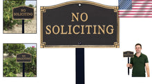 Load image into Gallery viewer, Sleek 5.75" x 9.5" No Soliciting Sign with Lawn Stake - Stylish Yard Decor