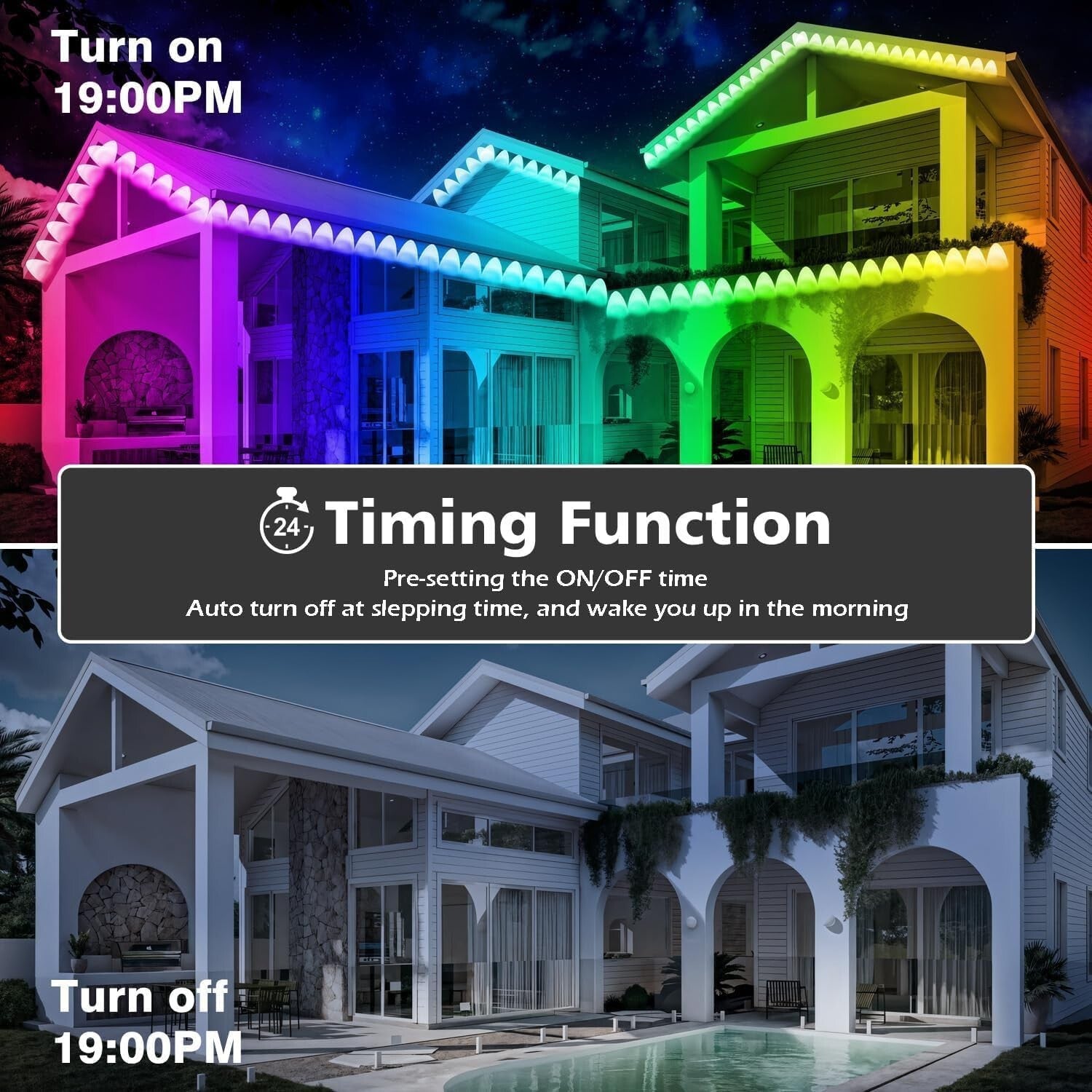 500FT Premium Outdoor RGB Lights with Bluetooth App & Music Sync - All Seasons