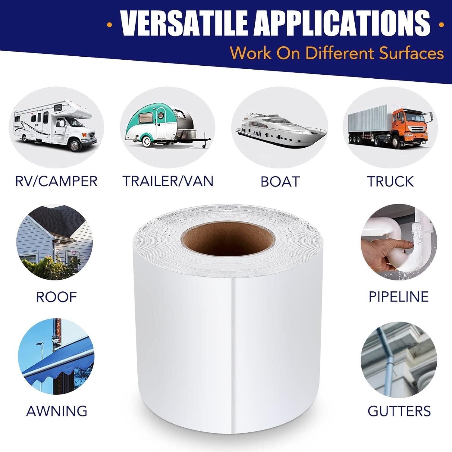 Easy Apply RV Roof Sealant Tape - 6" x 50' for Permanent Leak Protection