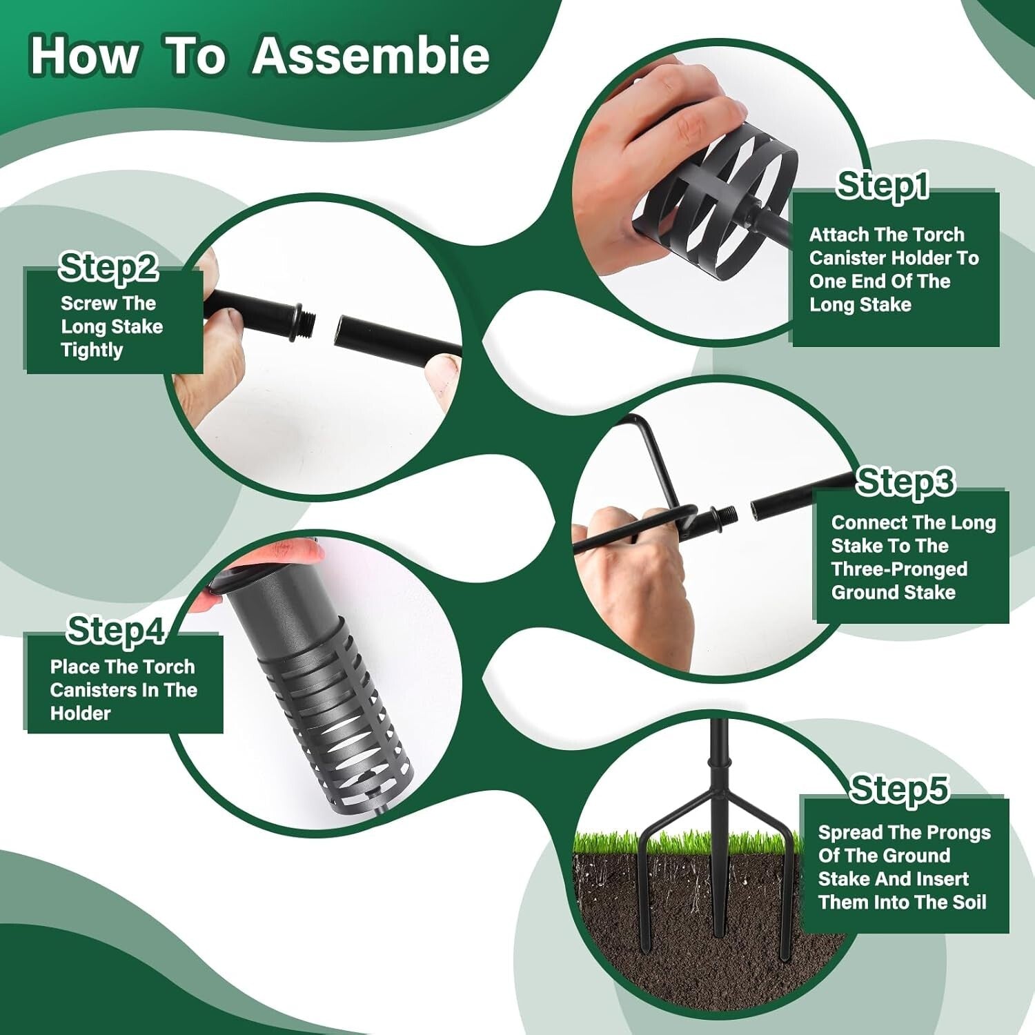 Elegant Black Metal Citronella Torches - Adjustable Height for Outdoor Ambiance