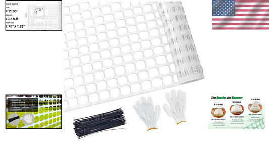Reusable 4'x100' Plastic Mesh Safety Fence - Versatile Barrier with 100 Zip Ties