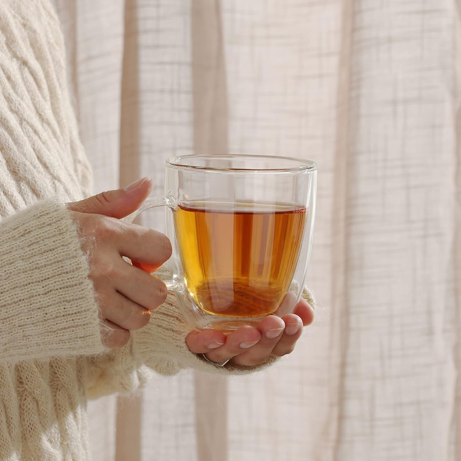 Chic 12oz Double-Walled Glass Mugs for Hot Beverages - 4-Pack Gift Ready