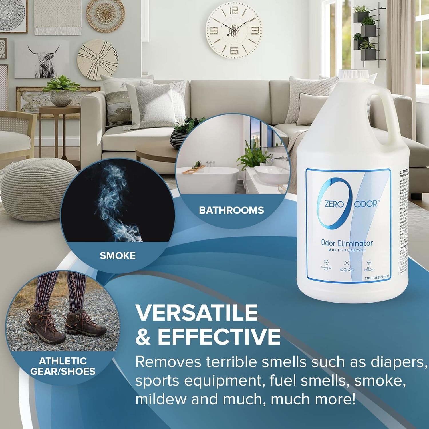 128oz Strong Odor Eliminator Spray - Safe, Bleach Free for Homes and Offices