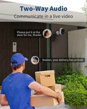Load image into Gallery viewer, IP66 Weatherproof Wireless Home Security Camera with AI Detection &amp; Night Vision