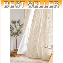 Load image into Gallery viewer, Chic Embroidered Voile Sheer Curtains for Living Room – 84" x 55" Beige Panels