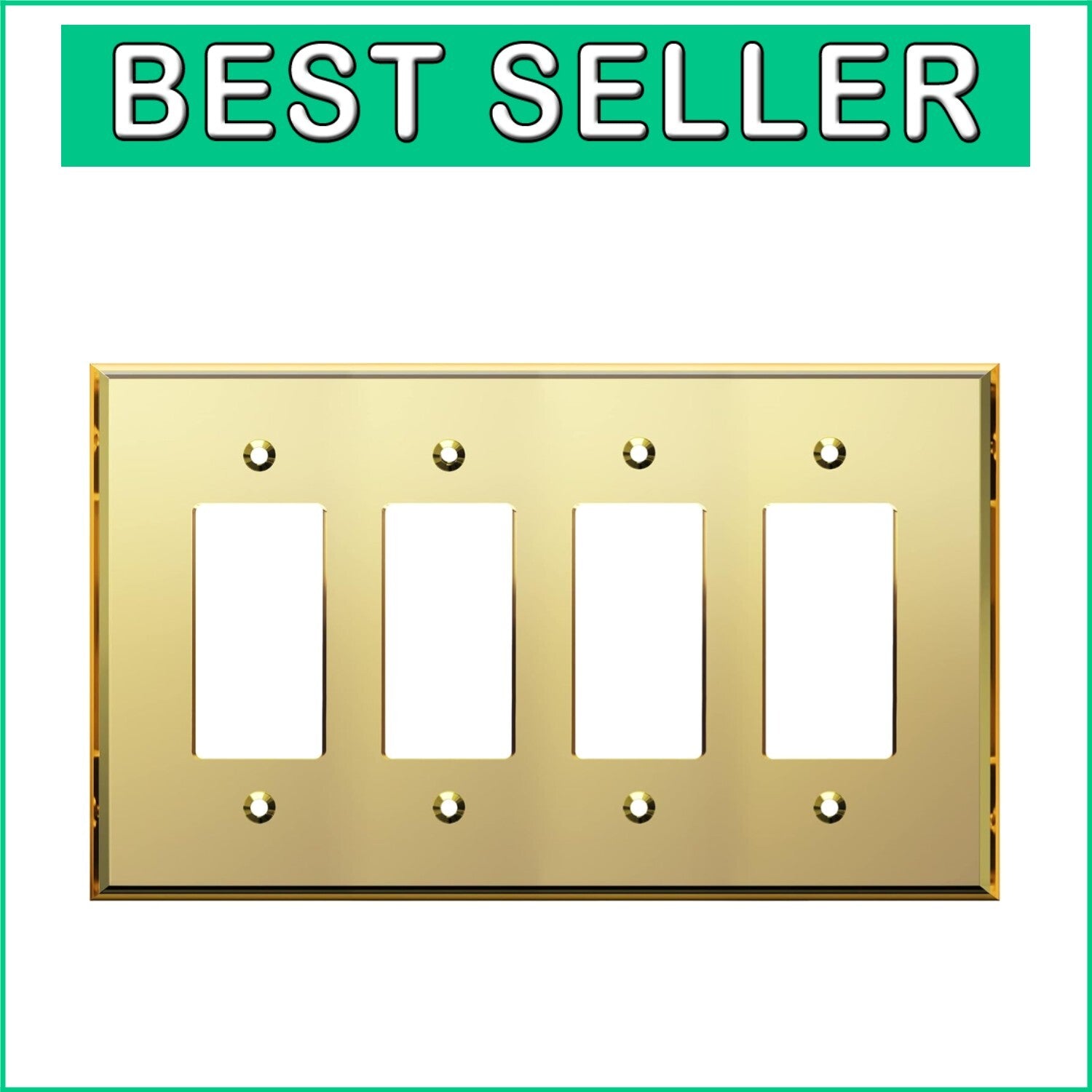 Chic 4-Gang Gold Acrylic Wall Plate with Reflective Finish - Luxe Decor Upgrade