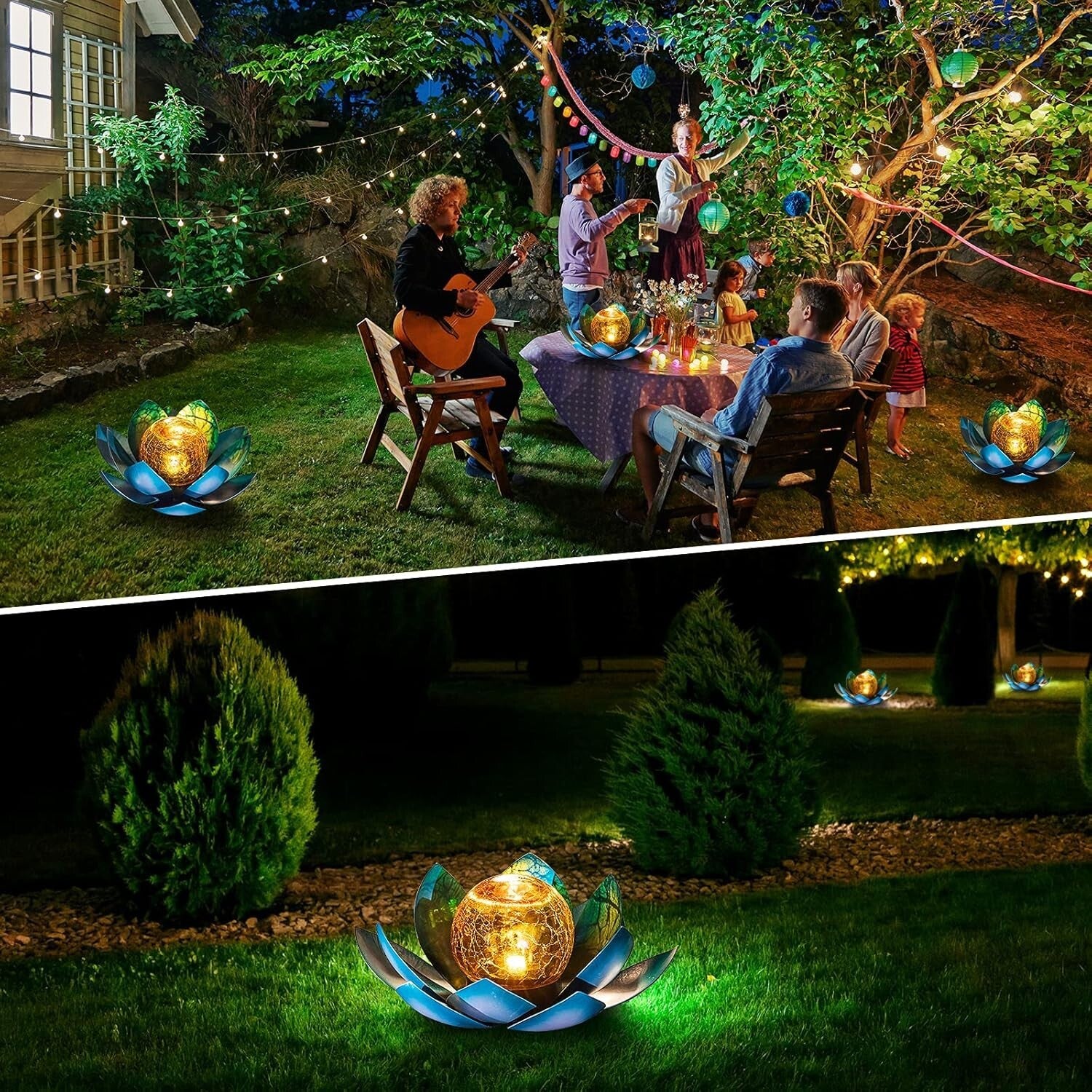 Charming Solar Lotus Garden Lights - 2-Pack Waterproof Tabletop Decoration