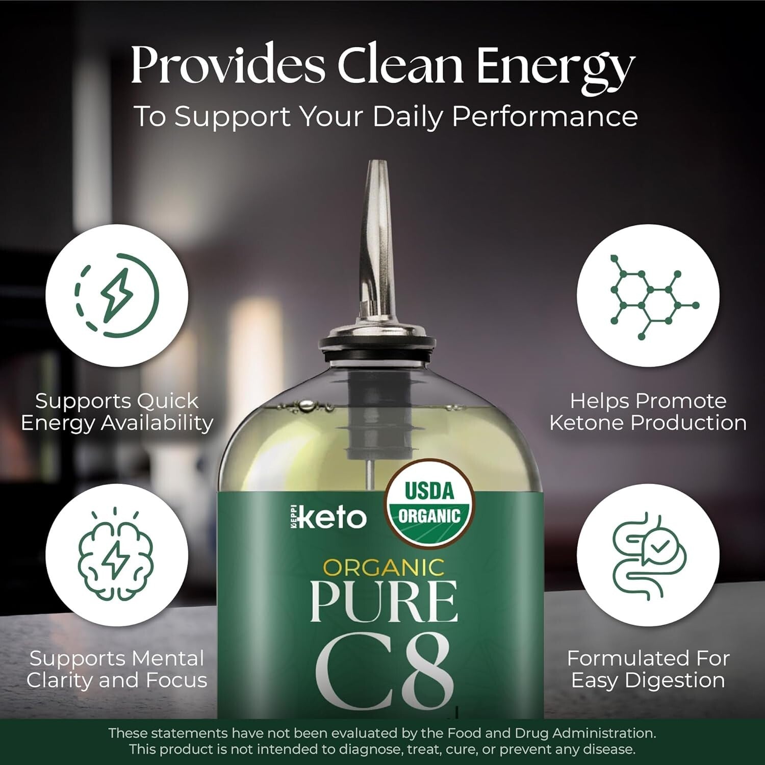 Flavorless Keto MCT Oil 32 oz - Non-GMO, Vegan, Perfect for Smoothies & Coffee