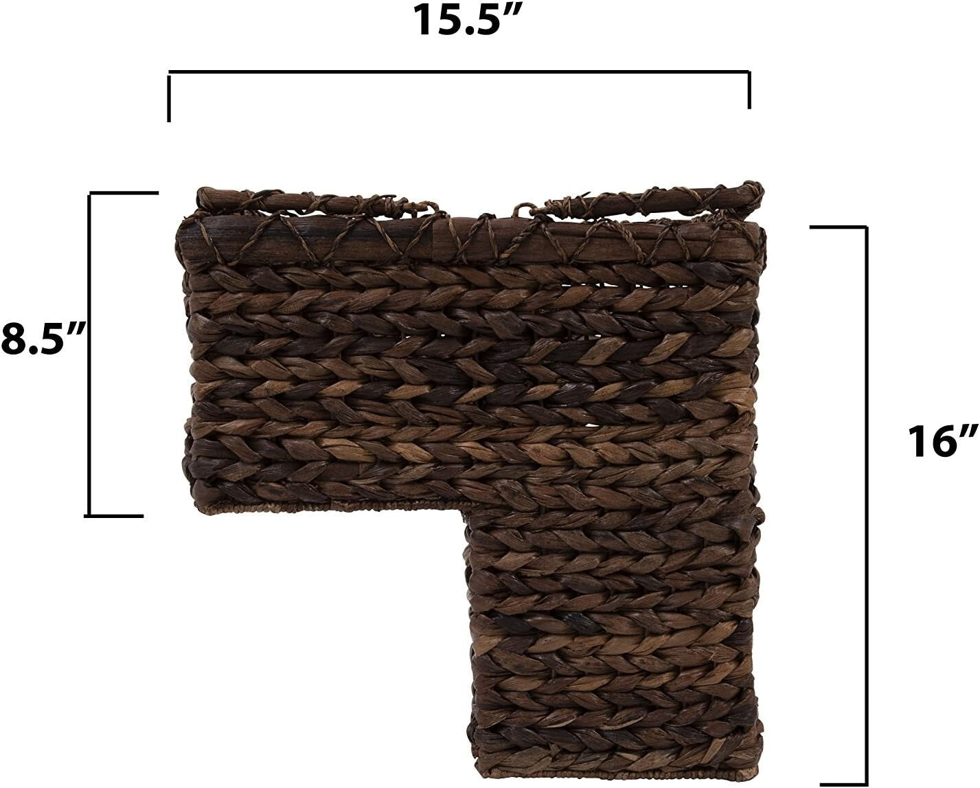 Lightweight Modern BacBac Leaf Stair Basket with Rattan Handles - 16x15.5 in