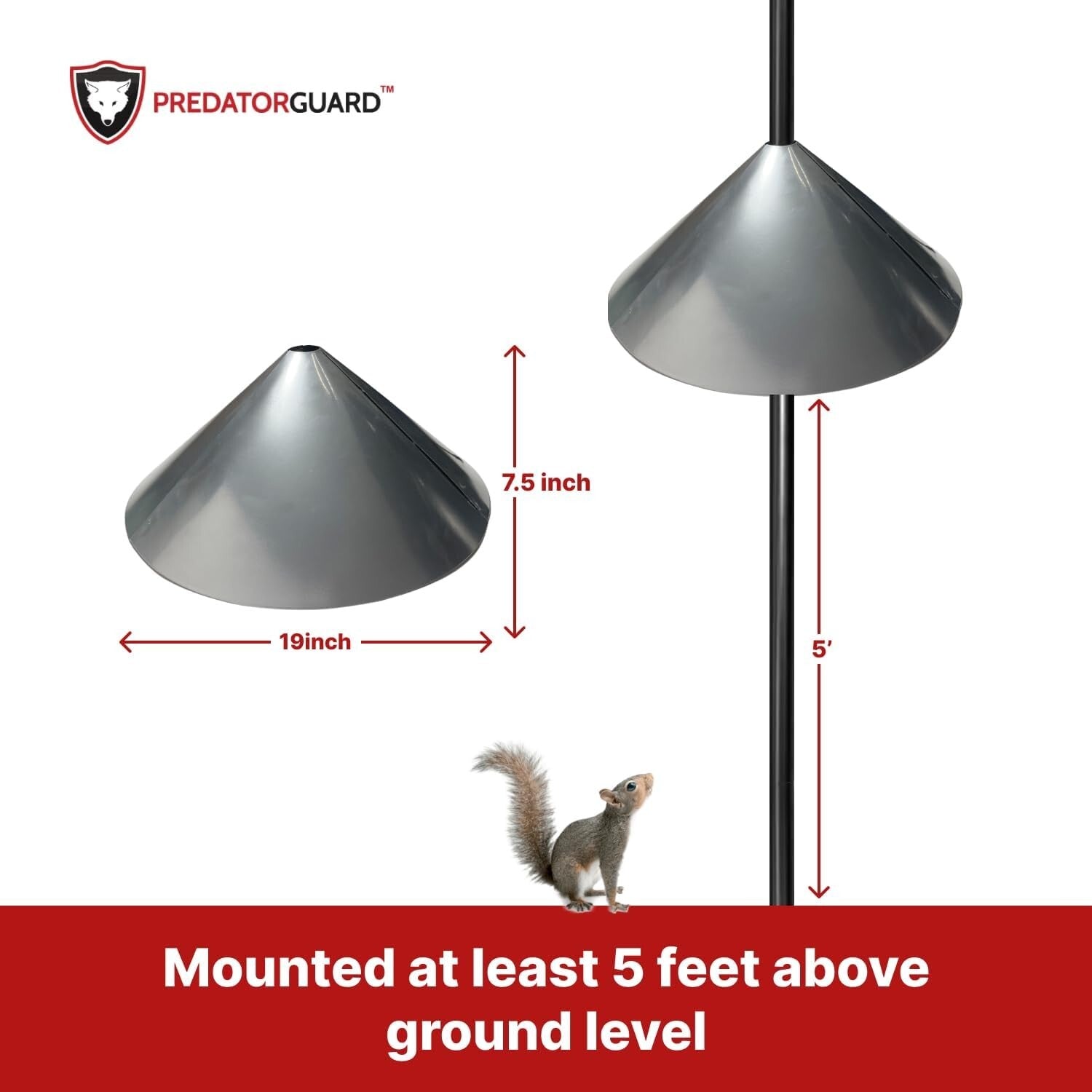 19-Inch Squirrel Baffle in Galvanized Steel - Dual Mount for Bird Feeders