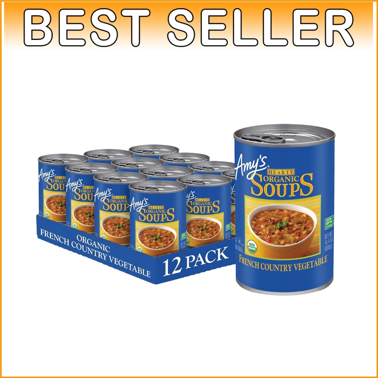 Amy's Hearty Organic French Country Vegetable Soup – Vegan, Gluten-Free 12 Pack