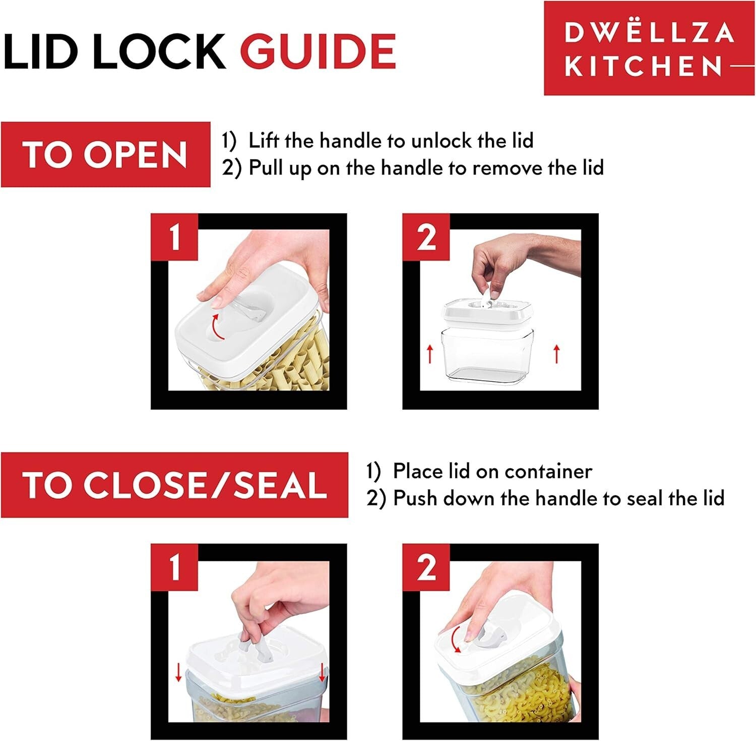 Durable Rectangular Airtight Containers - 6 Clear BPA-Free Kitchen Canisters