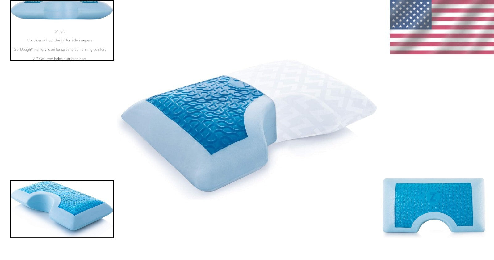 Premium Gel Memory Foam Side Sleeper Pillow with Shoulder Cutout - Queen Size