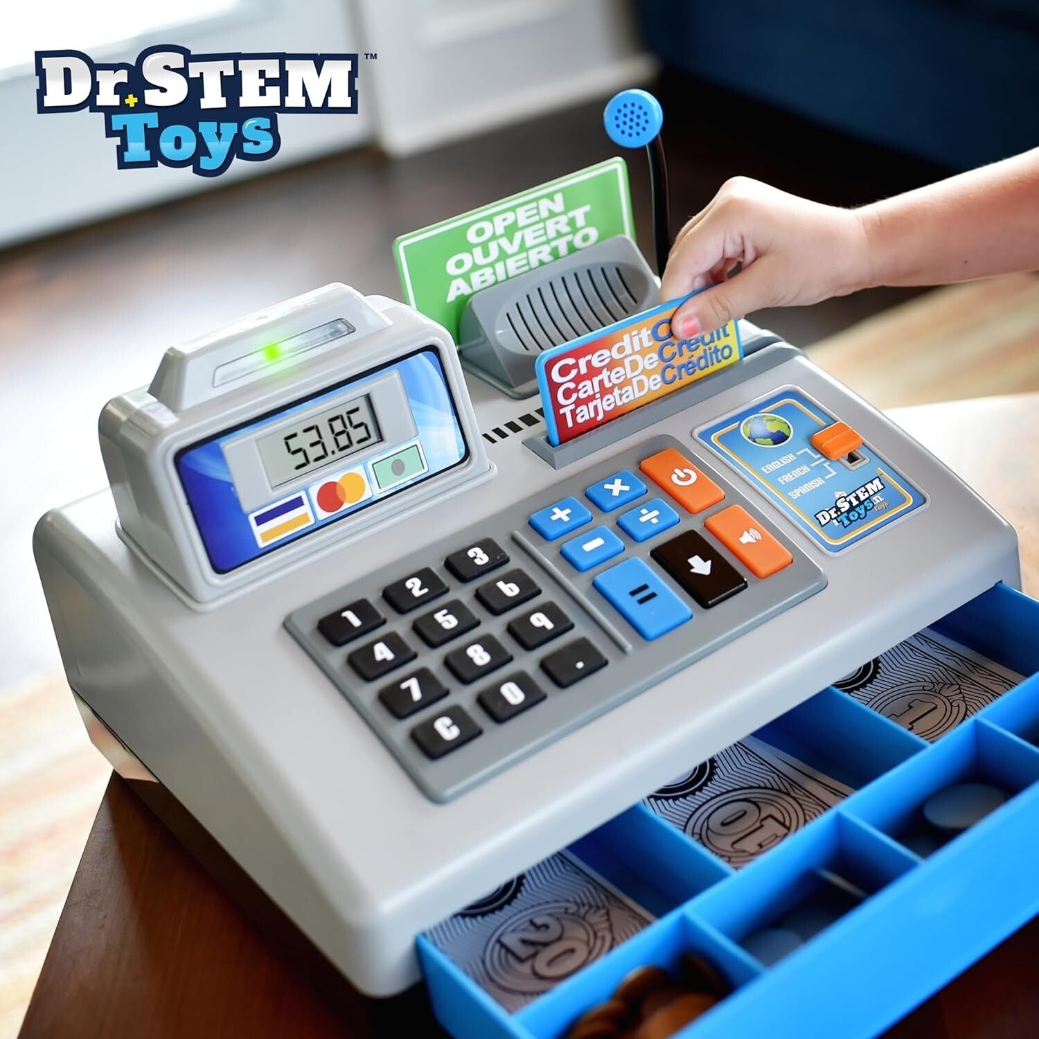 Durable Cash Register Play Set: 69 Pieces with Interactive Voice and Languages