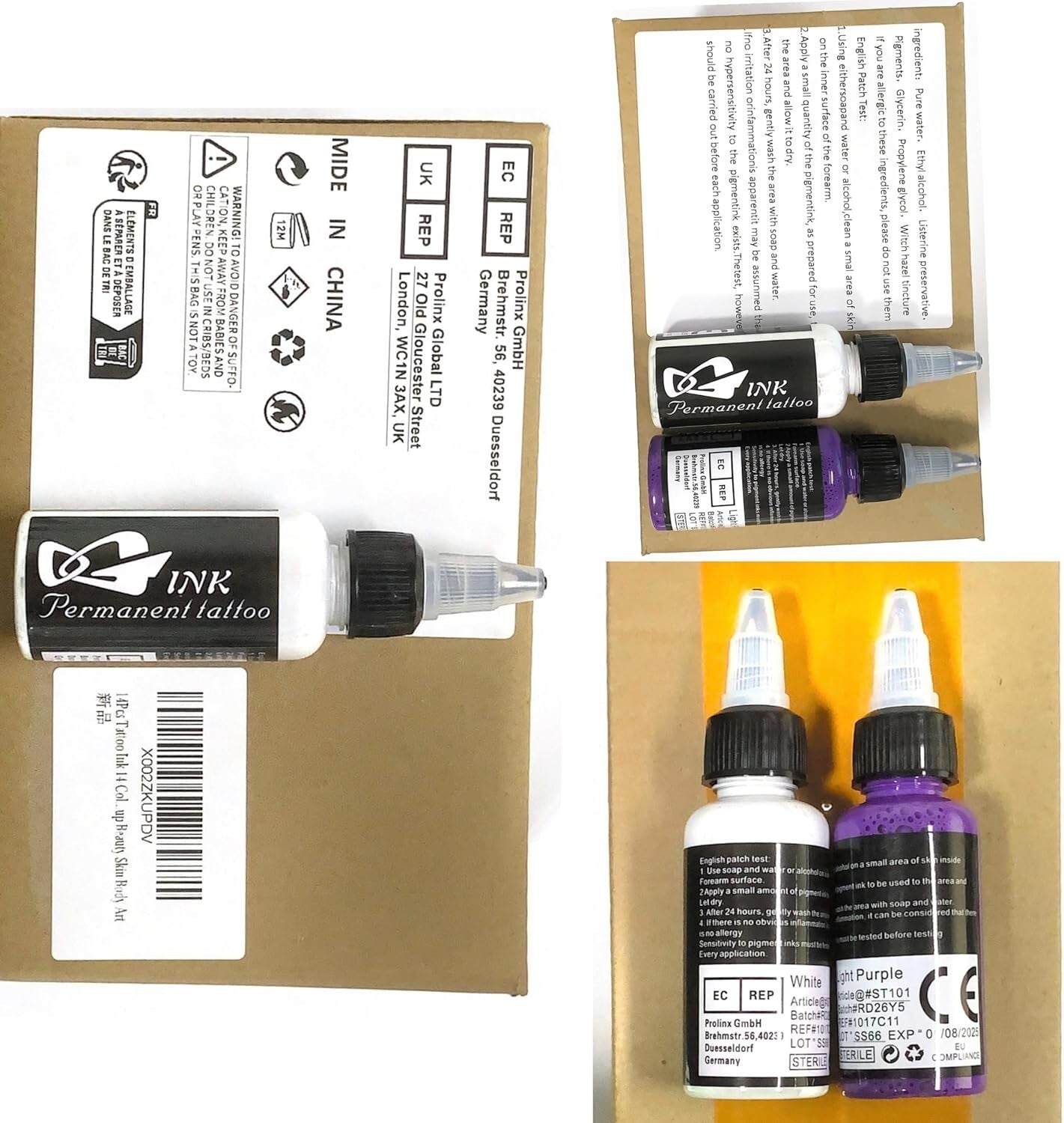 Professional Tattoo Ink Pigment Kit - 14 Colors, 1 fl oz Bottles for Skin Art