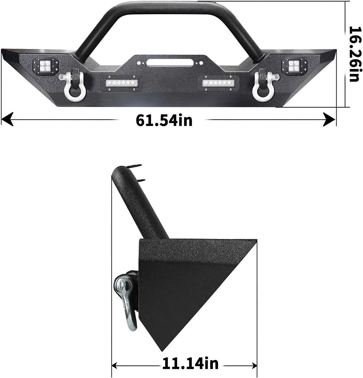 Stylish Jeep Wrangler JK Compatible Bumper with Built-In LED Lights & D-Rings