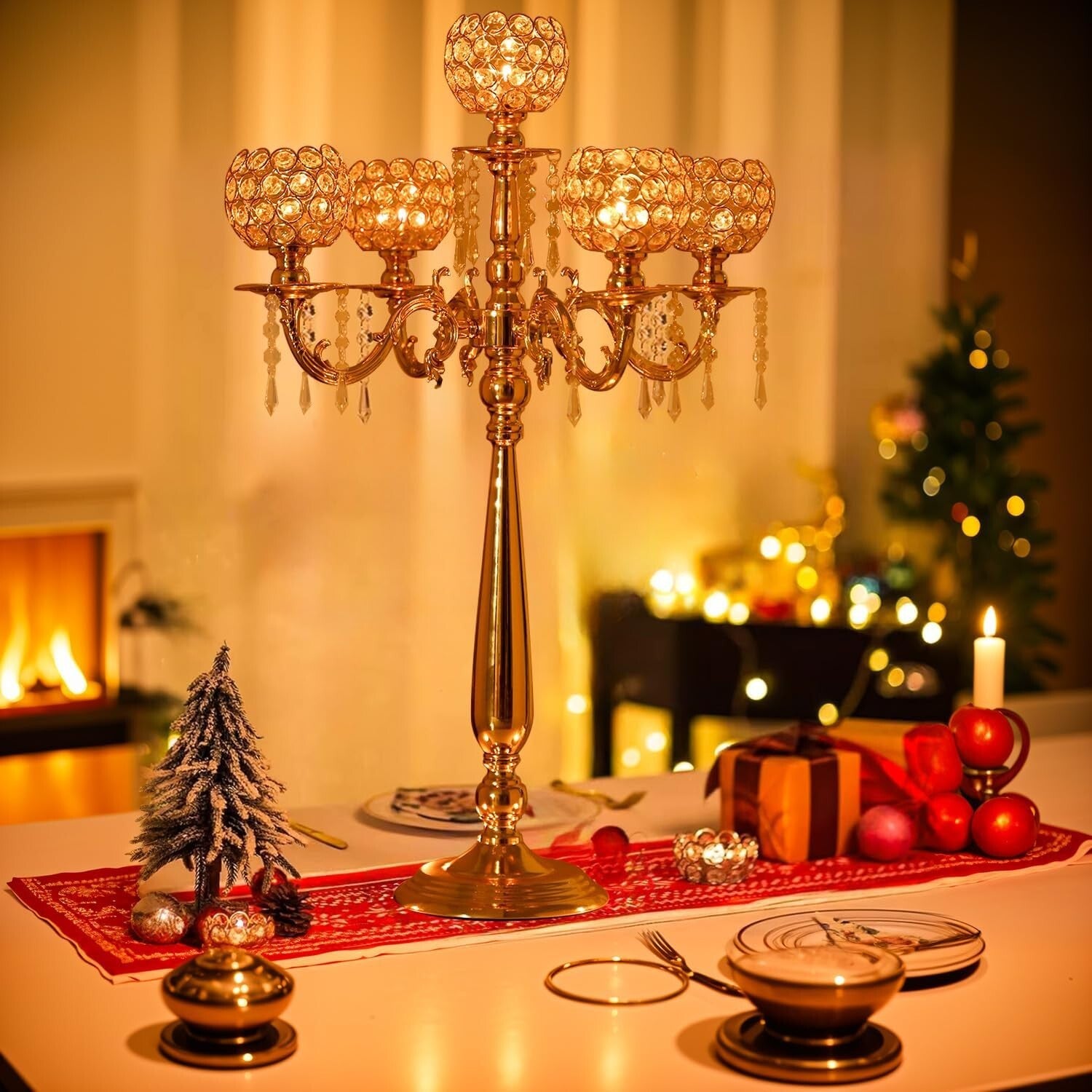Luxury Crystal & Silver Candelabra Holders - 4 Elegant Sets for Special Events