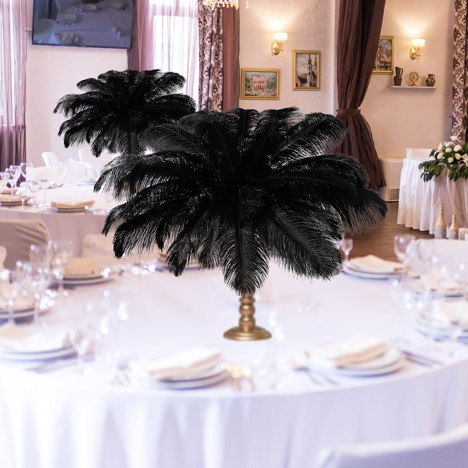 Natural Ostrich Feathers Bulk - 50 Pcs 14-16 Inch for Stunning Wedding Decor