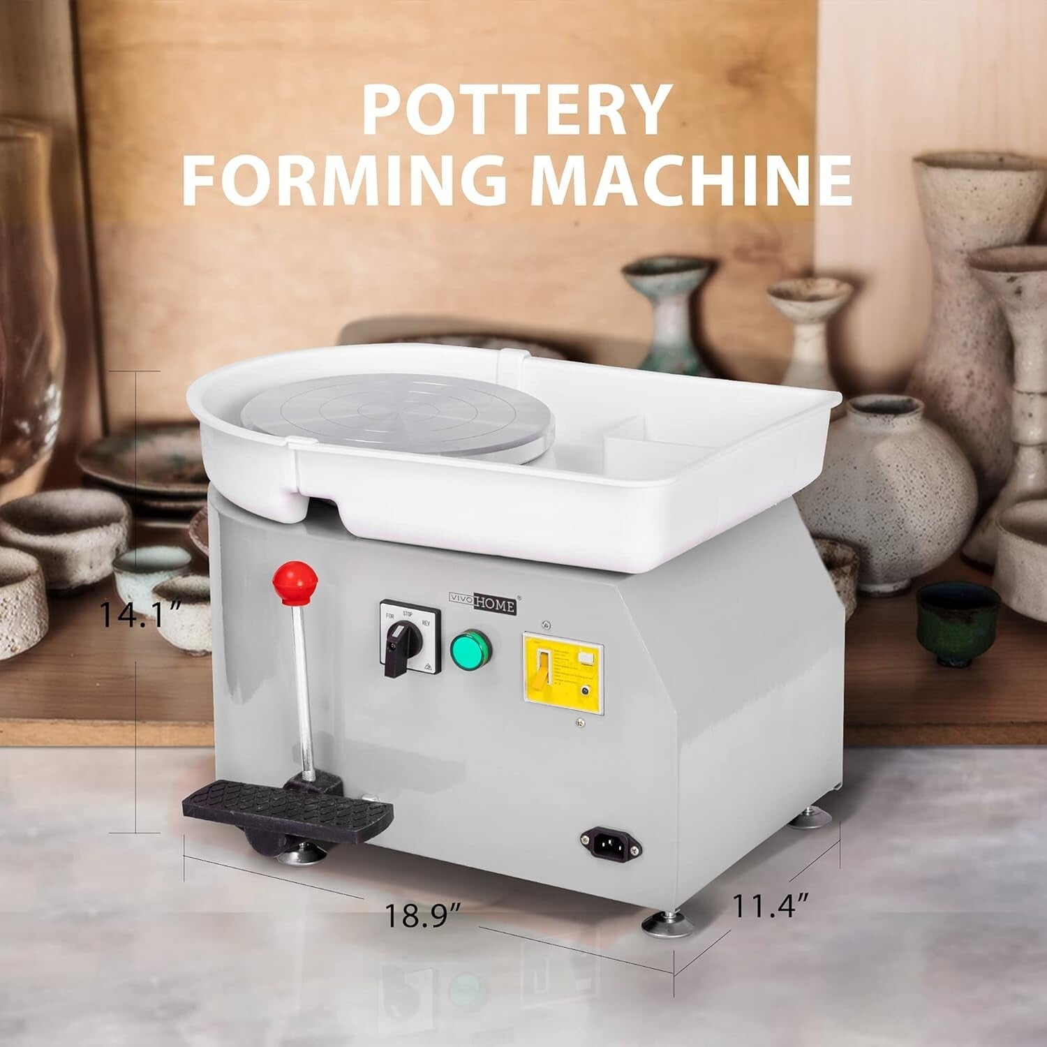 Durable Pottery Wheel Machine - 25CM with Ultra-Low Noise Operation & Foot Pedal