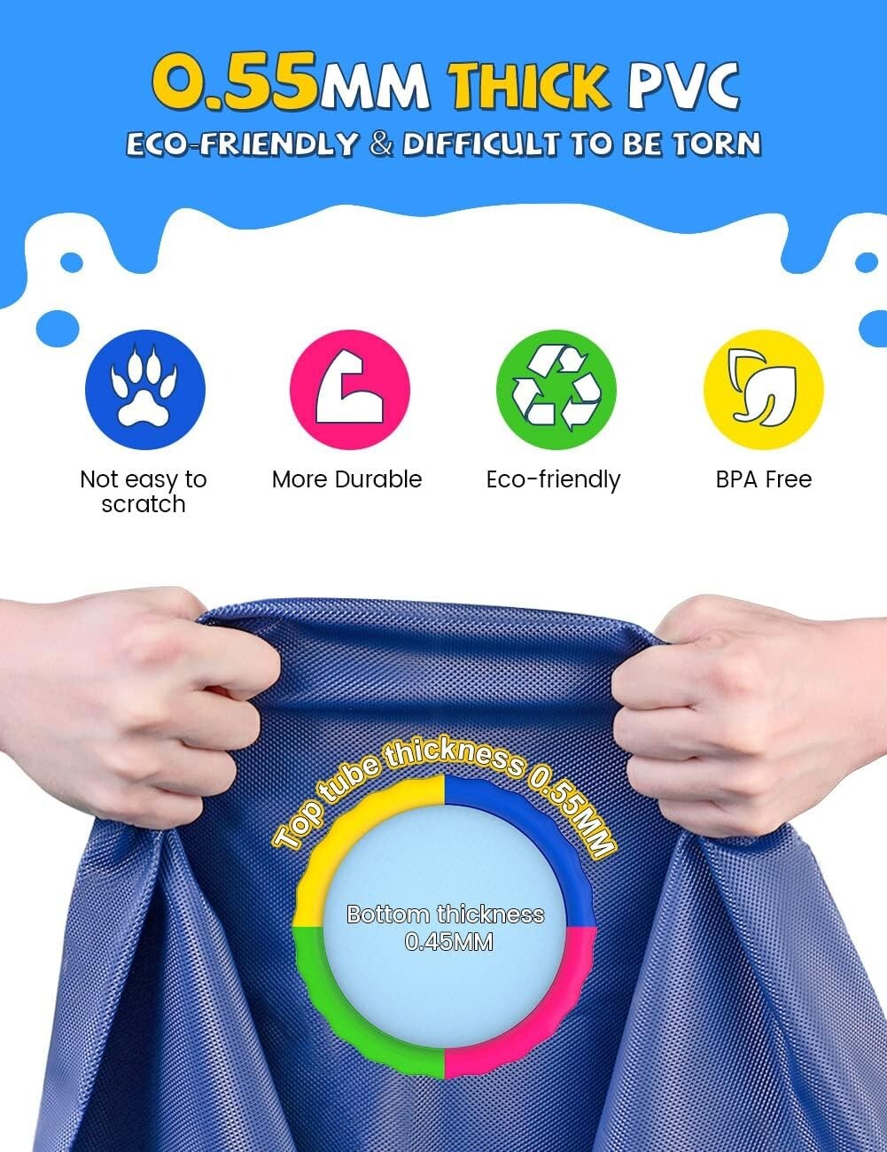 Colorful Splash Mat for Kids and Dogs - Non-Slip 97-Inch Water Party Fun