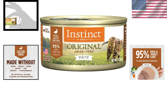 Natural Duck Pate Wet Cat Food - Grain-Free & High-Protein, 24 Pack of 3 oz