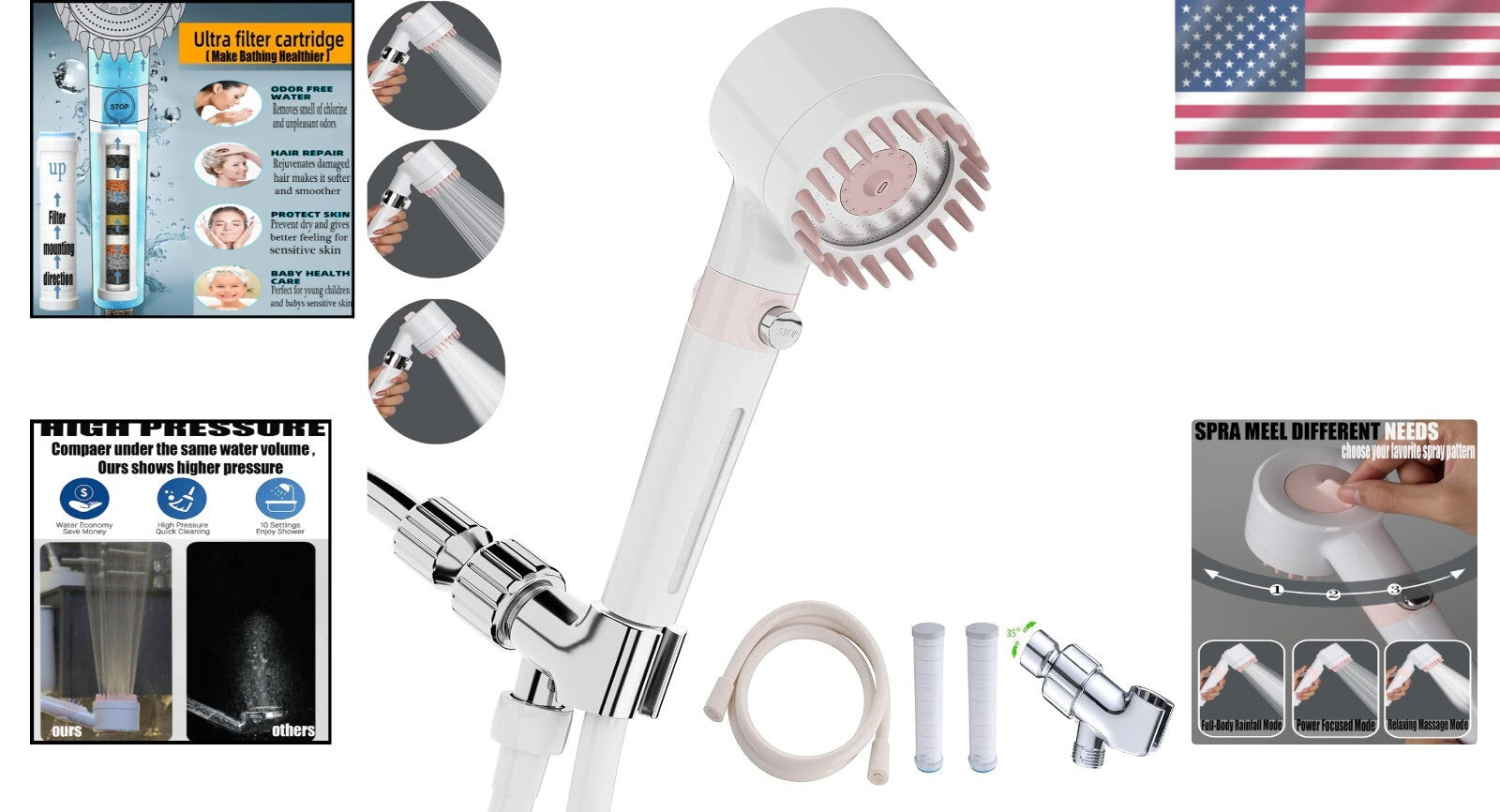 Filtered High Flow Shower Heads - Enjoy Spa-like Luxury with Low Water Pressure