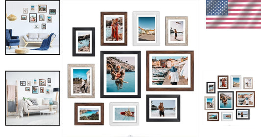 Versatile 10-Piece Matted Picture Frame Collection with HD Glass Protection