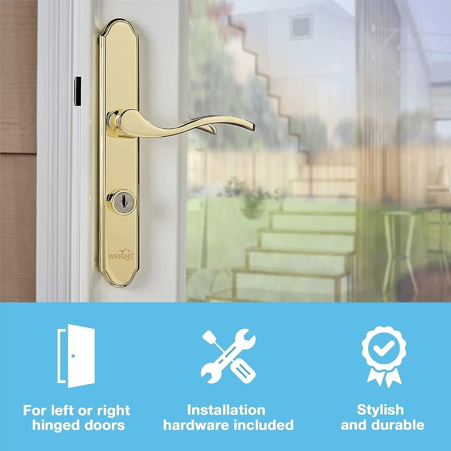 Durable Mortise Keyed Lever Latch & Deadbolt in Polished Brass Finish