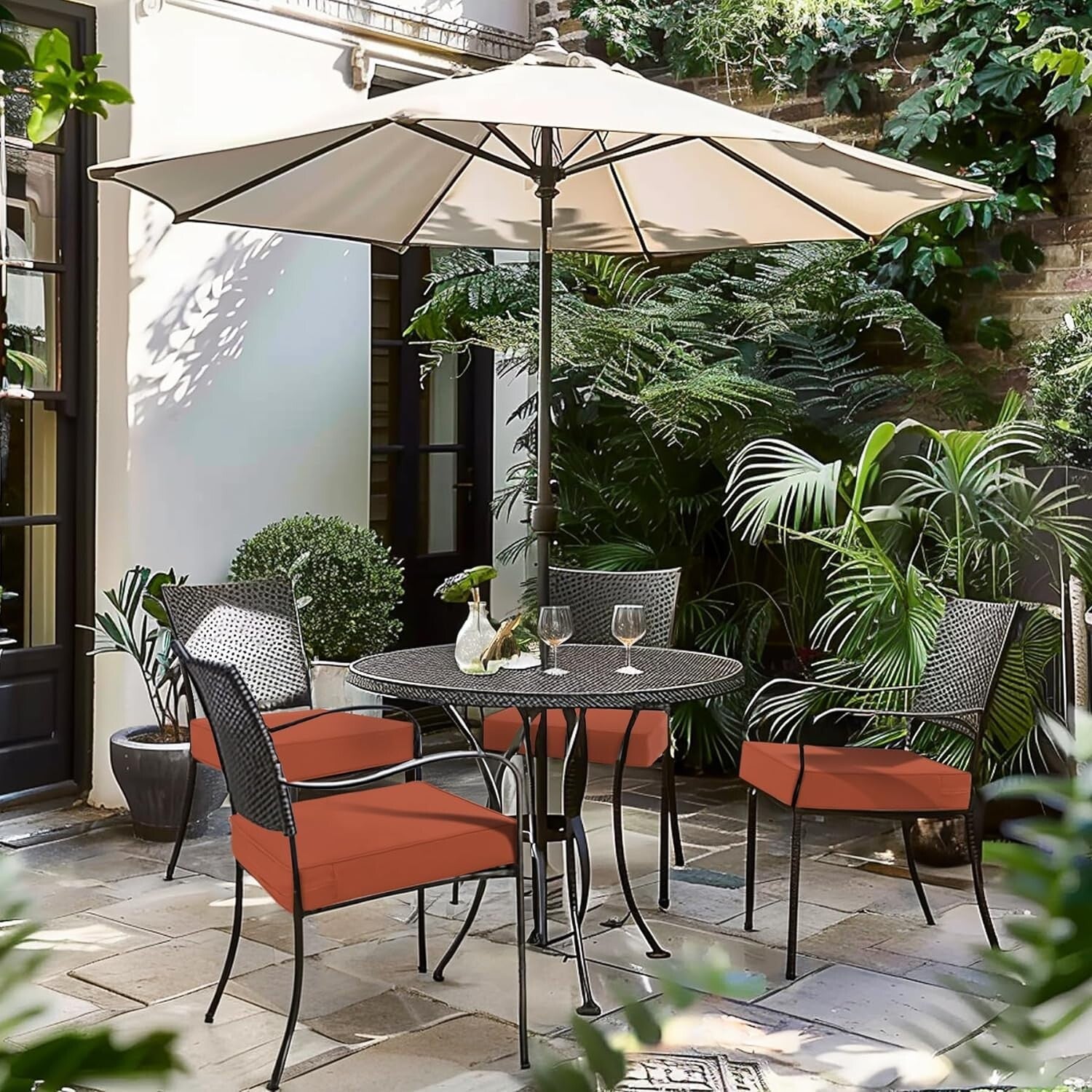 Fade-Resistant Patio Chair Cushions 19 x 19 x 3 in - Soft Foam Support Set of 2