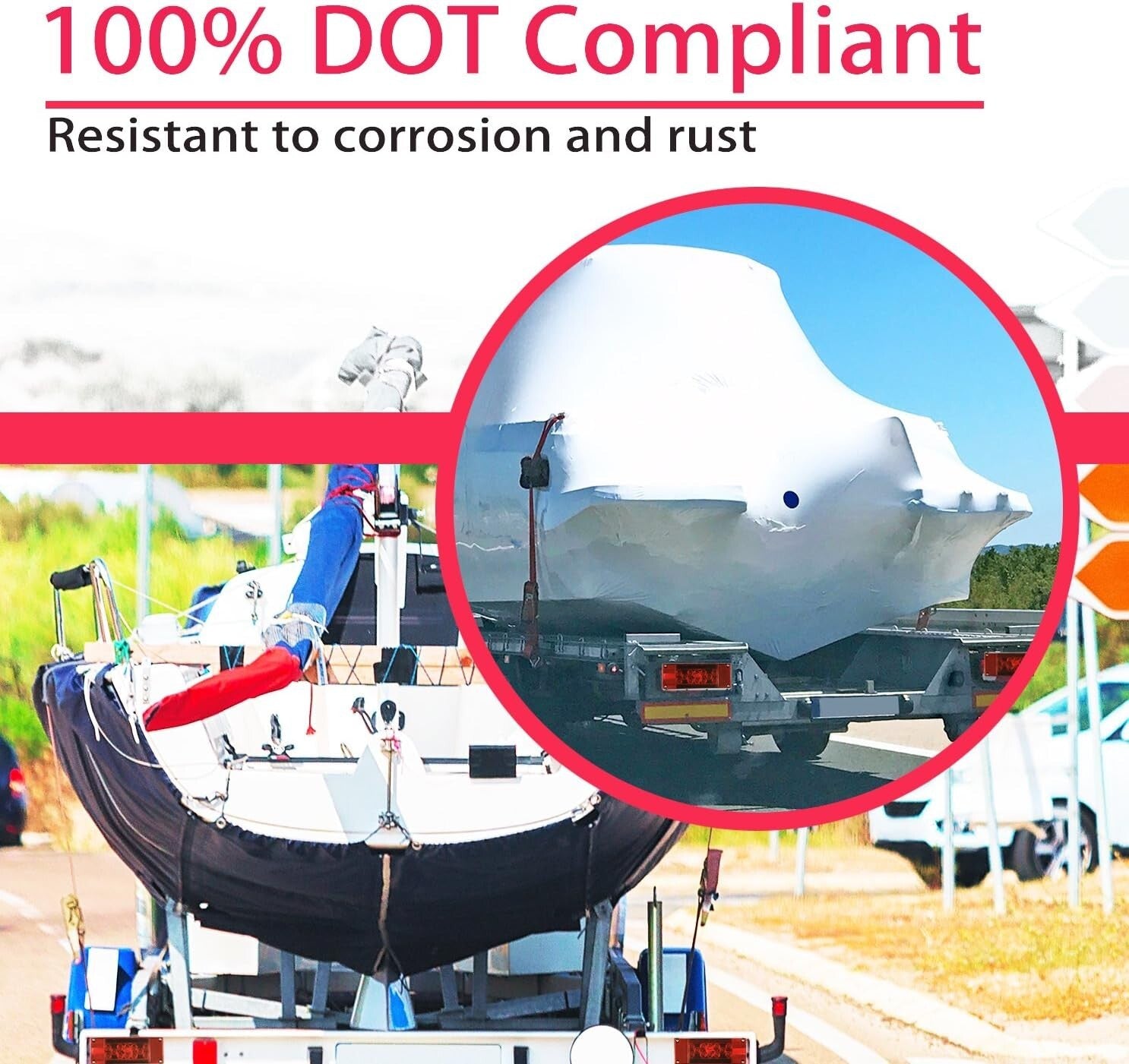 12V LED Waterproof Trailer Lights, Submersible Red Tail Lights for Boats & RVs